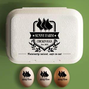 Chicken Carton Stamp For Gifting Eggs Custom Egg Cartons, Chicken Farm Stamp, Coop Accessory, Backyard Chicken Gift Large Rubber Fresh Eggs
