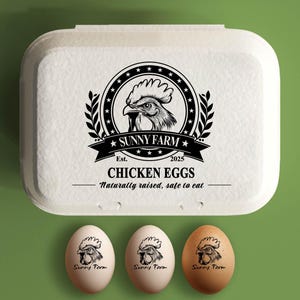 Aangepaste eierdoos stempel kippeneierdozen, boerderij decor cadeau, verse eieren boerderij naamlogo, gepersonaliseerde eierdozen boerenhok cadeau