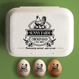 Stempels en inkten voor eierdozen | Aangepaste eierdoosstempel leuk | Aardappelstempel groot ei, stempel boerderijnaam, gepersonaliseerd verlovingscadeau kip