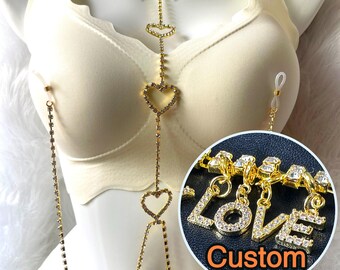 Silver and gold body accessories, Gold chain non-pierced nippie jewelry, for nipples, non-pierced nipple jewelry, customizable names