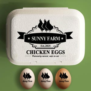 Egg Carton Stamps Custom Egg Cartons Label, Chicken Coop Accessories Family Gift, Farmhouse Decor Hand Gathered Fresh Eggs Farmer Gift, Hen