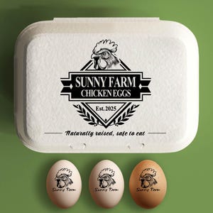 Eierdoos stempel aangepaste kip eierdozen stempel gepersonaliseerd, boerderij Homesteader cadeau, boerderij verse eieren, boerderijnaamlogo, boer cadeau