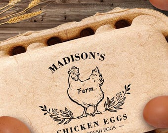 Sello de cartón de huevos Cartones de huevos divertidos, Etiqueta de cartón de huevos personalizada Sello de goma personalizado, Regalo de pollo, Granjero de pollos Mamá gallina Regalo Marido
