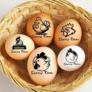 PERSONALIZED EGG STAMPS Custom Gift Chicken Egg Stamp, Farm Chicken Coop Name Stamper, Farm Egg Label, Chicken Lover Gift, Mini Hen Stamp