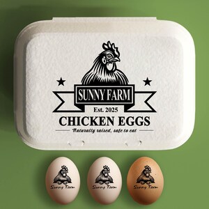 Stempel eierdoos op maat, gepersonaliseerde stempel kippeneierdoos om eieren cadeau te doen boerderijstempel, accessoire boerenhok, grote rubberen stempel