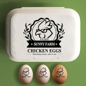 Aangepaste eierdoos stempel kippeneierdozen stempel, boerderij decor cadeau, verse eieren boerderij naamlogo, gepersonaliseerde eierdozen boer cadeau