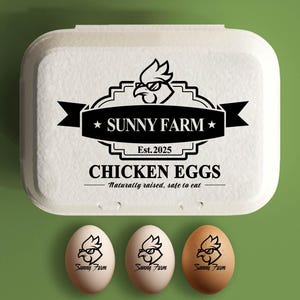 Egg Carton Stamp Custom Egg Cartons, Chicken Coop Farmer Gift, Large Rubber Fresh Eggs Stamper, Farm Name Homestead Backyard Farmers Stamp