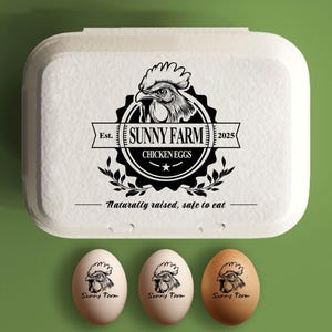 Eistempel voor dozen Aangepaste eierdoosstempel Gepersonaliseerde kip cadeau, boerderij eierstempel cadeau, met de hand verzamelde verse eieren, boerderijnaam logo kip