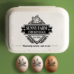 Chicken Carton Stamp For Gifting Eggs Custom Egg Cartons, Chicken Farm Stamp, Coop Accessory, Backyard Chicken Gift Large Rubber Fresh Eggs