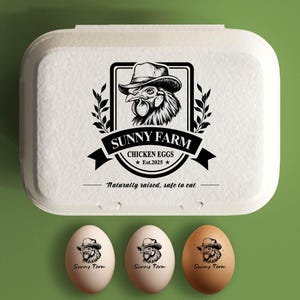 Aangepaste eierdoos stempel kippeneierdozen stempel, boerderij decor cadeau, verse eieren boerderij naamlogo, gepersonaliseerde eierdozen boer cadeau
