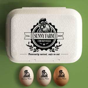 Aangepaste eierdoos stempels kippeneierdoos, naam familieboerderij gepersonaliseerde eierdoos stempel, verse eieren, kippenhok cadeau kippenliefhebber