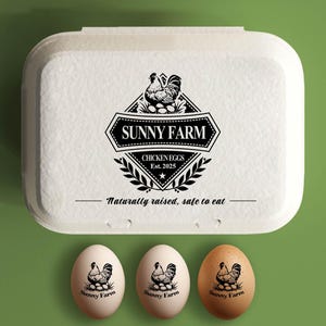 Calendrier de timbres en carton d'oeufs Timbre dateur en carton d'oeufs personnalisé, Timbre de ferme personnalisé, Emballage d'oeufs de ponte perpétuels, Étiquette de marché de producteurs