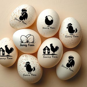 Kit timbro in gomma personalizzato per marcatura delle uova, timbro per uova di gallina, timbro, inchiostro per gusci d'uovo, timbro del contadino, timbro per alimenti sicuri