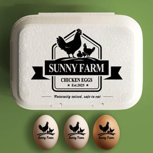 Eierdoosstempel Gepersonaliseerde kippeneierdoosstempel om eieren cadeau te doen, aangepaste boerderijstempel, accessoire boerenhok, grote rubberen stempeltags