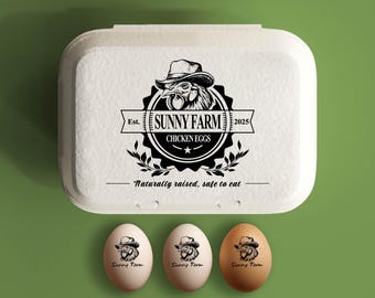 Aangepaste eierdoosstempel, boerderijlogo, verse eieren, boerencadeau