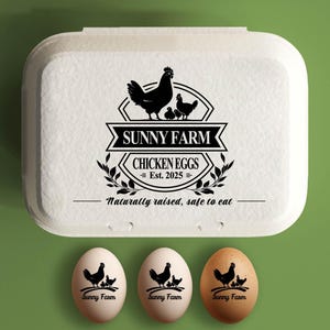 Sellos de goma personalizados para cartones de huevos / Sellos de goma para cartones de huevos / Pegatinas personalizadas para cartones de huevos con fecha / Sellos personalizados para cartones de huevos de granja