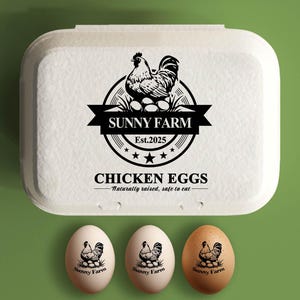 Eierdoos stempel gepersonaliseerde eierdozen etiketten boerderij stempels, cadeau kip eigenaar, kippenhok accessoires, boer moeder cadeau kip minnaar