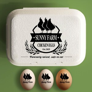 Egg Carton Stamp For Chicken or Duck Eggs, Custom Egg Cartons, 12 Fresh Eggs or Half Dozen Rubber Stamper, Farm Gift, Farmhouse Chicken Coop