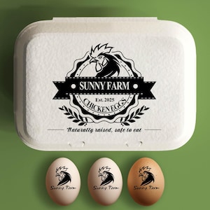 Egg Carton Custom Rubber Stamps | Egg Carton Rubber Stamps | Custom Egg Carton Stickers with Date | Custom Farm Egg Carton Stamps