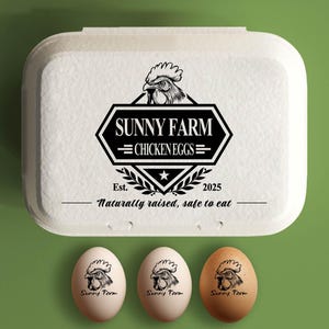 Stempel eierdoos op maat, gepersonaliseerde stempel kippeneierdoos om eieren cadeau te doen boerderijstempel, accessoire boerenhok, grote rubberen stempel