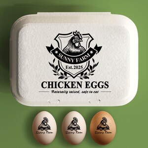 Eistempel voor dozen Aangepaste eierdoosstempel Gepersonaliseerde kip cadeau, boerderij eierstempel cadeau, met de hand verzamelde verse eieren, boerderijnaam logo kip