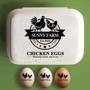 Stempel eierdoos op maat, gepersonaliseerde stempel kippeneierdoos om eieren cadeau te doen boerderijstempel, accessoire boerenhok, grote rubberen stempel