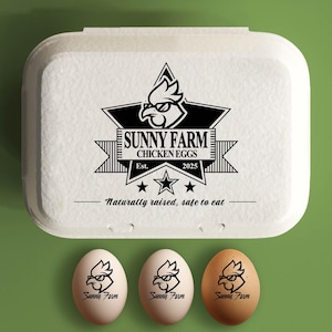 Eierdoos stempel aangepaste kip eierdozen stempel gepersonaliseerd, boerderij Homesteader cadeau, boerderij verse eieren, boerderijnaamlogo, boer cadeau