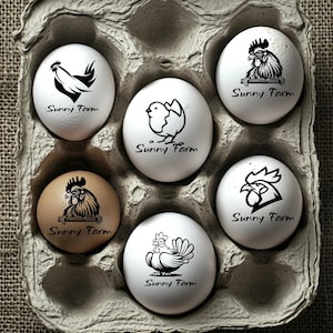 Aangepaste eierstempel, eierstempel, aangepaste eierdoosstempel, stempel vers eierdoos, eierstempel kippenhok, gepersonaliseerde eierstempel, ei, stempel, eierrekje