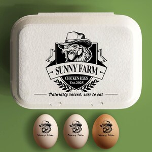 Stempel eierdoos grappige eierdozen, gepersonaliseerd eierdoosetiket aangepaste rubberstempel, kip cadeau, kip boer kip moeder cadeau echtgenoot