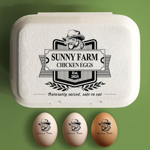 Egg Carton Stamp Custom Egg Carton Label Farm Stamp, Large Chicken Egg Packaging Rubber Stamp, Farmer Name Hen In Wreath, Chicken Lover Gift