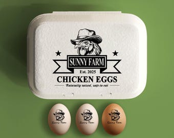 Farm Fresh Eggs Custom Stamp, Egg Carton, Latex