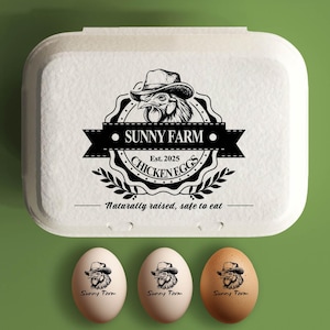 Aangepaste eierdozen stempel kippenboer cadeau, hobbyboerderij gepersonaliseerde eierdoosetiketten, kippenhok achtertuin, verse eieren stamperaccessoires