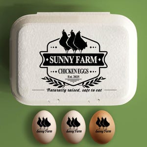 Eierdoos stempel aangepaste kippeneierdozen gepersonaliseerd, boerderij cadeau, hand verzamelde kip verse eieren, boerderij kippenhok naam logo cadeau idee boer