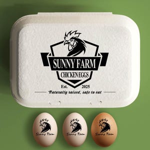 Aangepaste eierdoos stempel kippeneierdozen stempel, boerderij decor cadeau, verse eieren boerderij naamlogo, gepersonaliseerde eierdozen boer cadeau