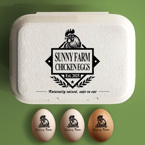 Sello de cartón de pollo para regalar huevos Cartones de huevos personalizados, sello de granja de pollos, accesorio de gallinero, regalo de gallina de traspatio Huevos frescos de goma grandes