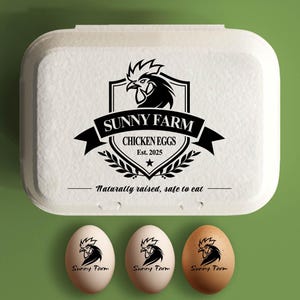 Aangepaste eierdoos stempels kippeneierdoos, naam familieboerderij gepersonaliseerde eierdoos stempel, verse eieren, kippenhok cadeau kippenliefhebber