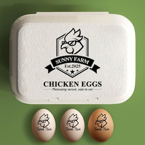 Aangepaste eierdozen stempel kippenboer cadeau, hobbyboerderij gepersonaliseerde eierdoosetiketten, kippenhok achtertuin, verse eieren stamperaccessoires