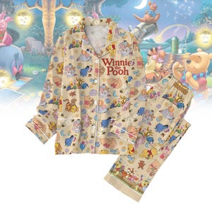 Pijama vintage de Winnie The Pooh, pijama de mujer de Pooh y sus amigos, conjunto de pijama de dibujos animados de Disney, camiseta de Magic Kingdom, regalo para ella