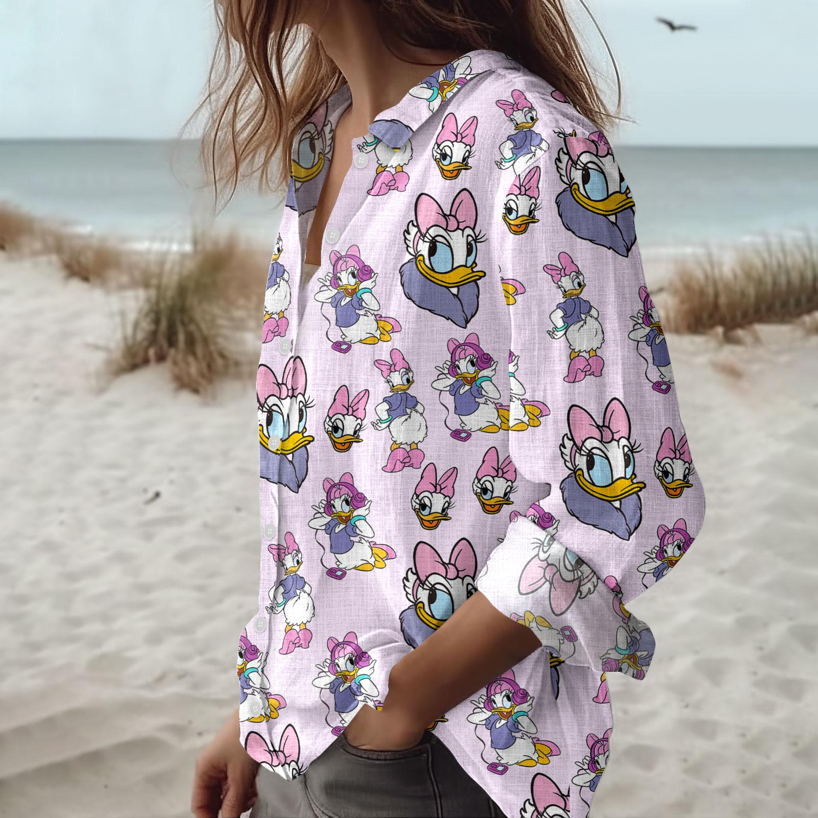 Daisy Duck Blouse Shirt Disney Cartoon Casual Shirt Magic Kingdom 
