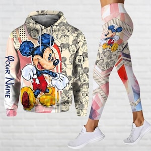 Sudaderas personalizadas de Mickey, leggings de Disney Mouse, sudadera 3D de dibujos animados, sudadera con nombre personalizado, camiseta de Magic Kingdom