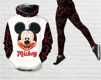 Sudadera con capucha de Mickey Mouse, leggings de Disney Mouse, sudadera con capucha 3D de la película de dibujos animados, camiseta de Magic Kingdom, leggings de yoga, regalo para novia