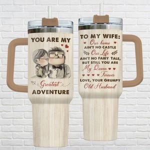 Carl And Ellie Tumbler 40oz, UP Movie Stainless Tumbler, Disney Couple Insulated Tumbler, Valentine Day's Gift, Gift For Wife
