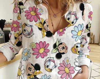 Mickey And Friends Blouse Shirt, Disneyland Blouse Women Shirt, Mickey Minnie Goofy Donald Pluto Shirt, Disney Trip Shirt