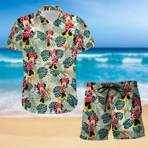 Minnie Maus Hawaii Shirt, Disney Cartoon Shorts, Magic Kingdom Shirt, Disneyworld Urlaub Shirt, Button Up Shirt, Geschenk für sie