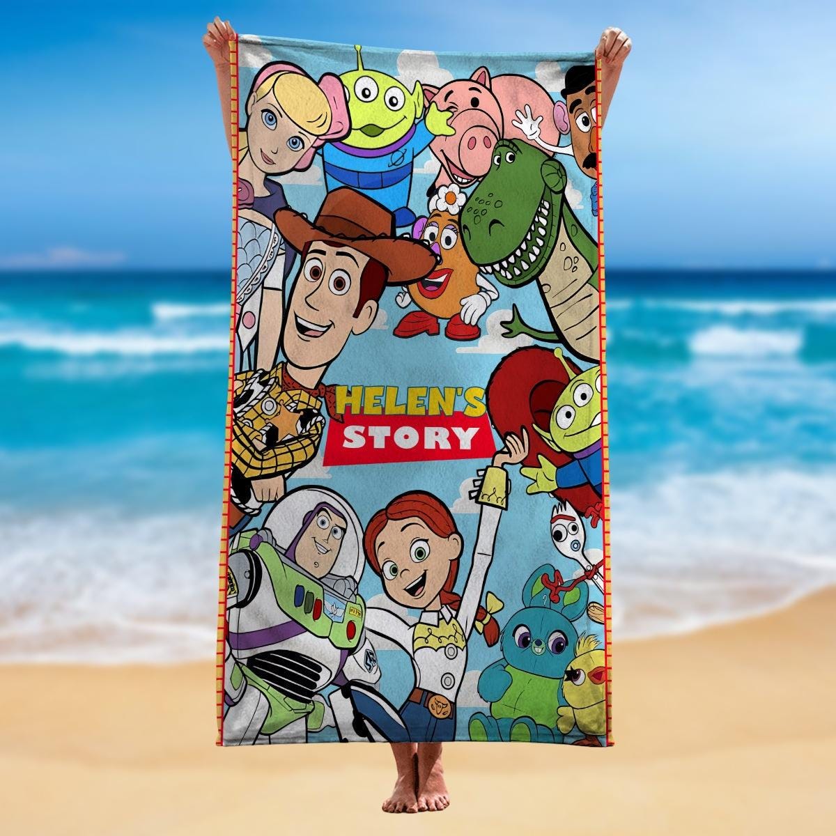 Personalized Toy Story Beach Towel, Disney Cartoon Bath Towel