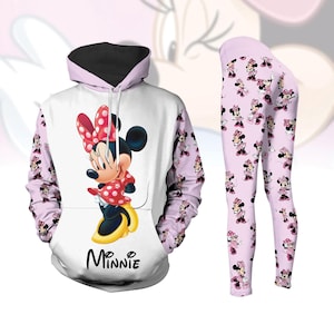 Minnie Mouse 3D Hoodie, Minnie Girls Leggings, Disney Cartoon Yoga Leggings, Magic Kingdom Shirt, Yoga Pants, Gift For Her
