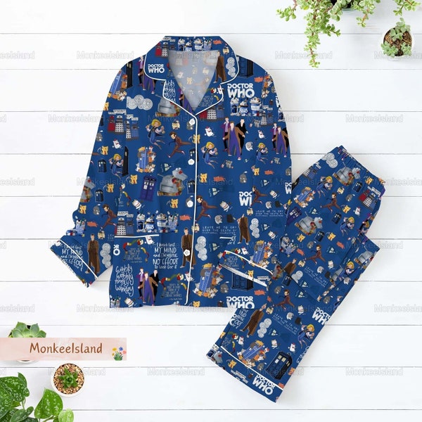 Doctor Who pyjama, Doctor Who vrouwen pyjama, Doctor Who pyjama set, Tardis Police Box vakantie pyjama, cadeau voor haar