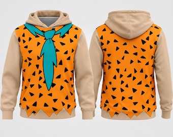 Halloween Fred Flintstone Cosplay Hoodie, The Fred Flintstone Costume, Flintstone Characters Hoodie, Trendy Hoodie, Fred Flintstone Gift