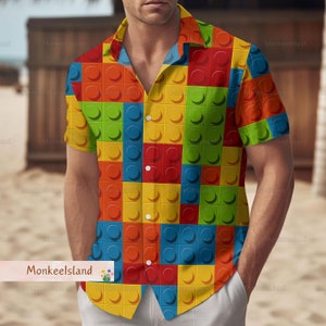 Halloween Bauklötze Hawaii Hemd, Baumeister Hawaii Hemd, Bauklötze Button Up Shirt, Sommer Ferien Shirt