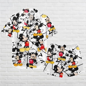 Disney Mickey Satin Pajamas, Mickey Mouse Women Pajamas, Disneyland Silk Pajamas, Magic Kingdom Shirt